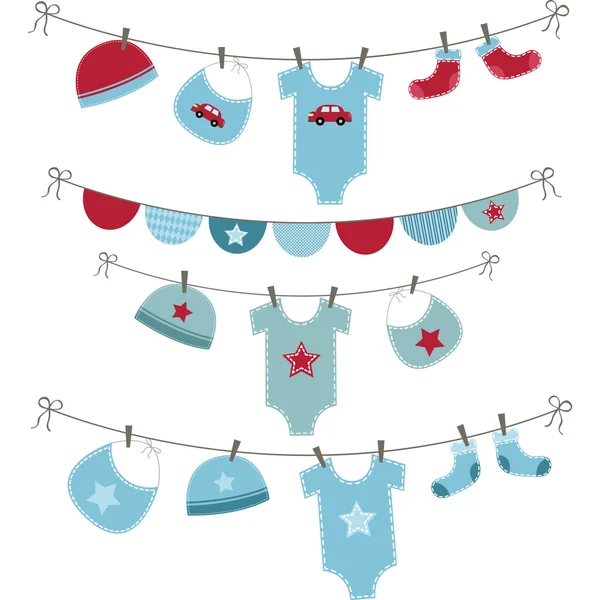 Baby Boy Shower set — Stock Vector