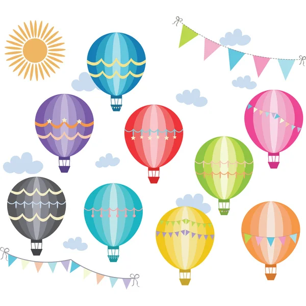 Colección de globos de aire caliente — Vector de stock