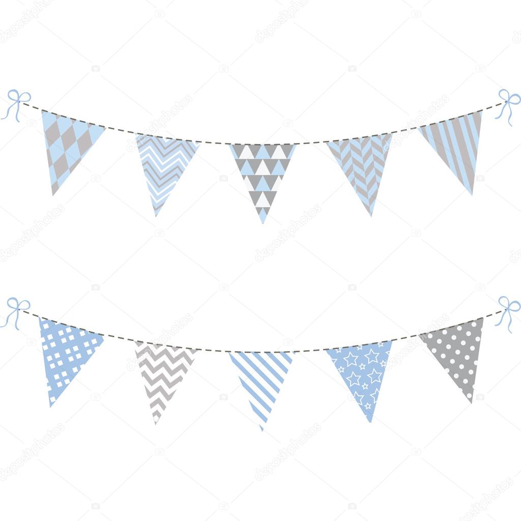 Blue and Grey Bunting Flag set