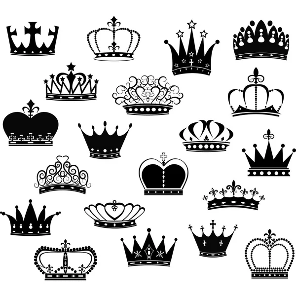 Collezione Black Crown Silhouette — Vettoriale Stock