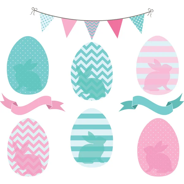 Huevos de Pascua Collections.Eggs patrón, Bunting, Banner . — Vector de stock