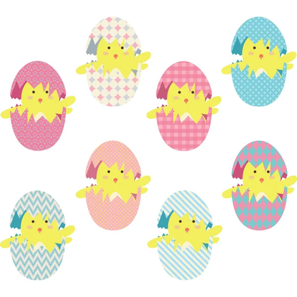 Pascua polluelos huevos colecciones — Vector de stock