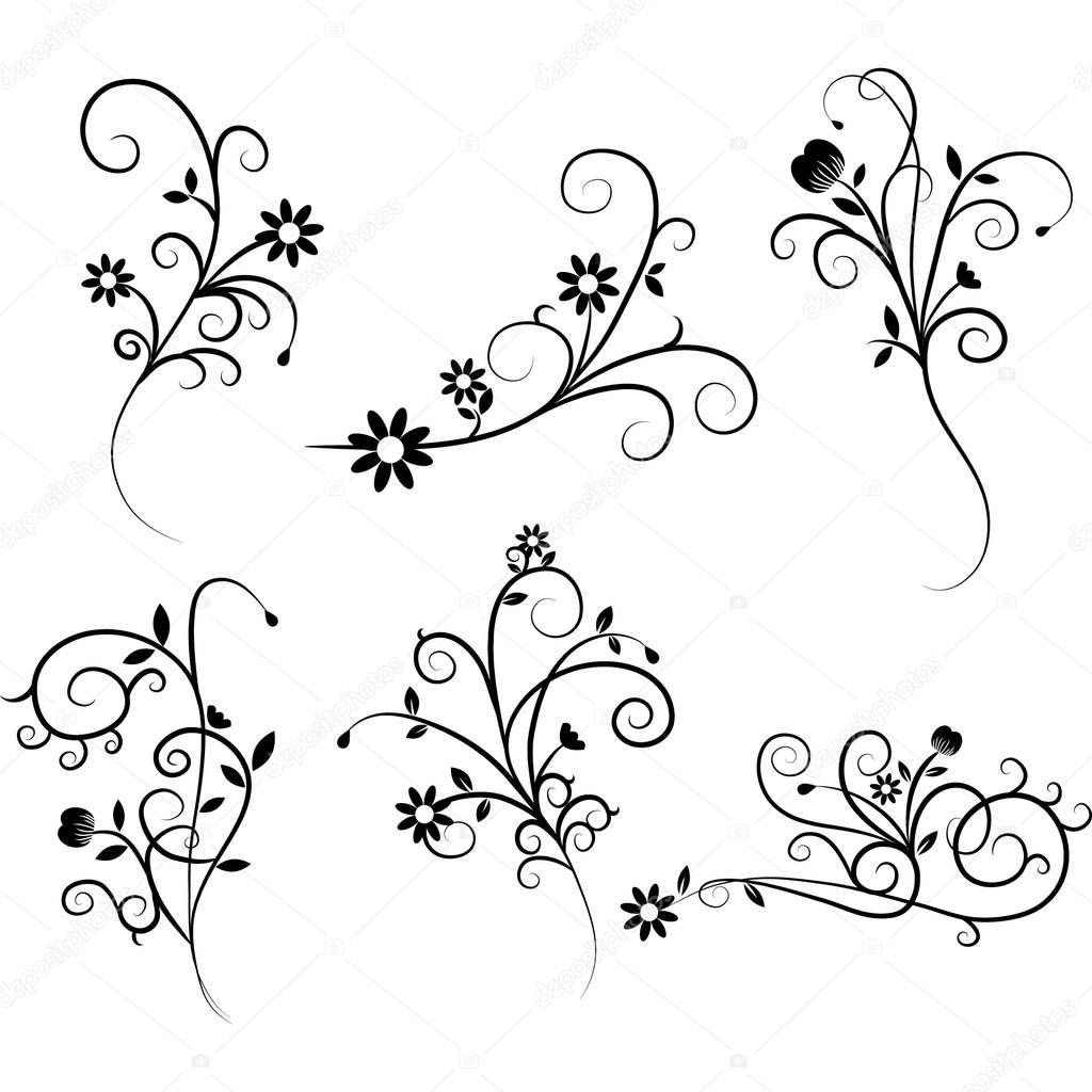 Flower Flourish Swirl set