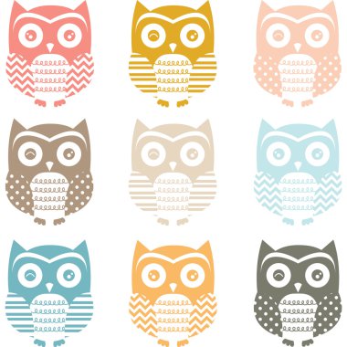 Pastel şirin baykuş siluet ayarla