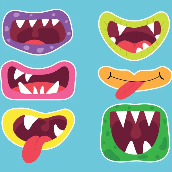 Conjunto de bocas de monstro — Vetor de Stock