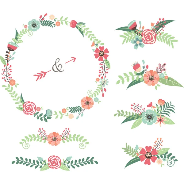 Elementos de flores de boda — Vector de stock