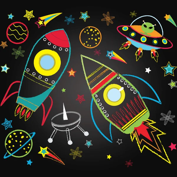 Chalkboard Outer Space Set — Stock Vector