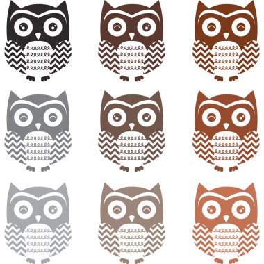 Vintage şirin baykuş siluet ayarla