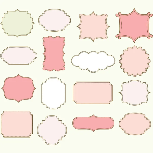 Pembe etiket koleksiyonları çerçeveler