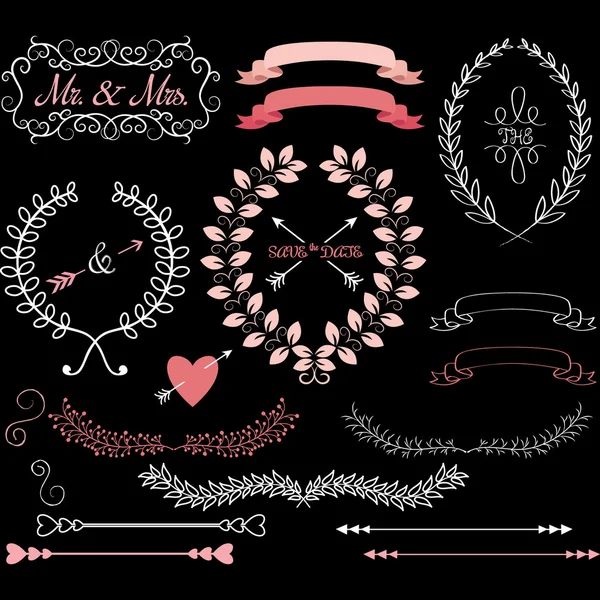 Elementos de la boda pizarra — Vector de stock