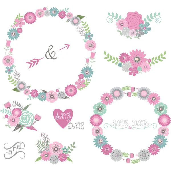 Elementos florales de boda — Vector de stock