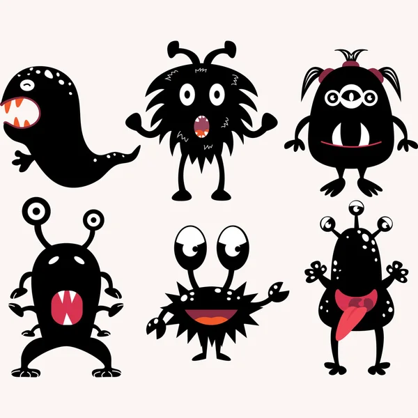 Black and White Cute Moster — Stock Vector