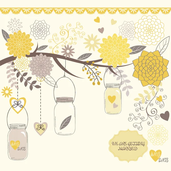 Flor de boda con Mason Jar — Vector de stock