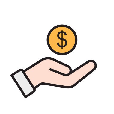 Pastel Renklerde Dolar Sembolü ile Altın Para Tutma, Kâr, Zenginlik ve Ellerinizde Tutarlı Finansal Büyümeyi Temsil Etme