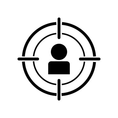 Hedef Kişi Yetenek Arama Kavramını İnsan figürü ve Crosshair Sembol Temsilcisi: Personel Alma ve Soruşturma UI UX