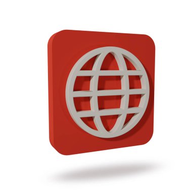 Web sembolü simgesine git. Web simgesi. World Wide Web Hattı simgesi. Beyaz arkaplanda izole edilmiş 3 boyutlu web simgesine gidin. 3B görüntüleme