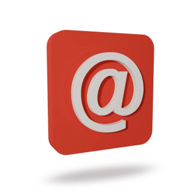 Üç boyutlu iletişim simgesi. Beyaz arkaplanda e- posta simgesi izoslate... 3D görüntüleme