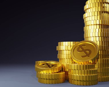 Saf altın külçeleri birikmiş altın külçeleri. Altın külçeleri ve Finansal konsept kopyalama alanı. 3d oluşturma.