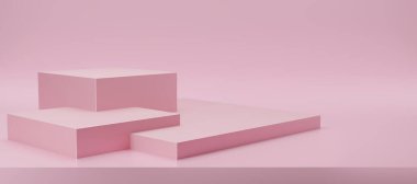 Stüdyo arkaplanı olan soyut pembe ve gradyan ışık arkaplanı. 3D görüntüleme pembe boş ekran ya da ürün göstermek için temiz oda. Podyum gösterisi ya da vitrin için minimalist bir model. 3 Boyutlu Hazırlama.