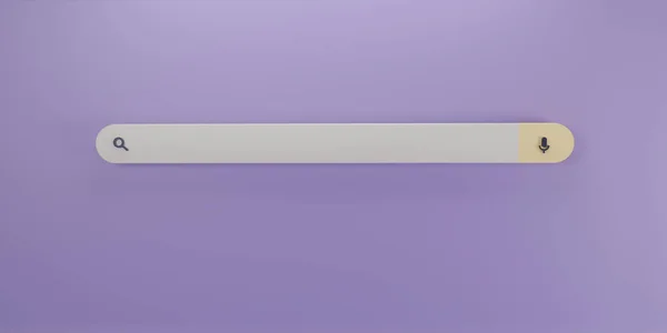 紫色の背景に最小限の空白の検索バー デザインやウェブサイトの検索バー 住所とナビゲーションバーのアイコンを検索します 3Dレンダリング — ストック写真