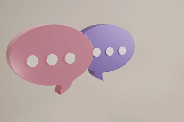 Render Pink Purple Minimal Chat Bubble Contact Chat Icon Beige — Stock Photo, Image