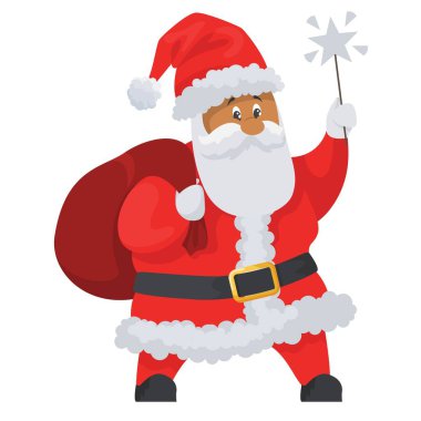 Noel Baba simgesi beyaz arka planda izole edilmiş. Vektör çizimi. Beyaz arka planda izole edilmiş şirin noeller ve yeni yıl karakteri