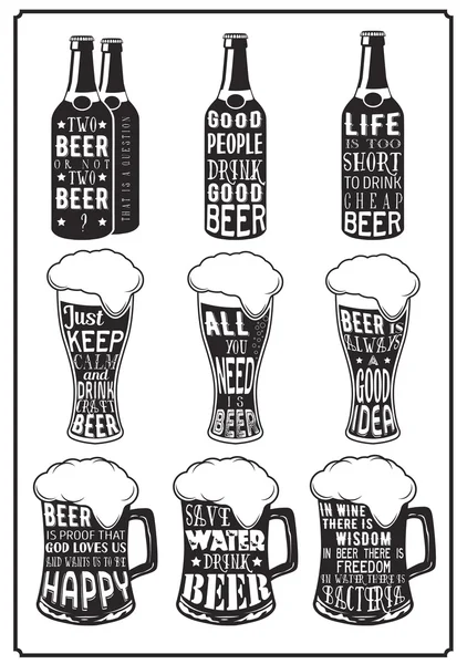 Set of different beer posters with aphorisms in retro vintage style — Stock Vector