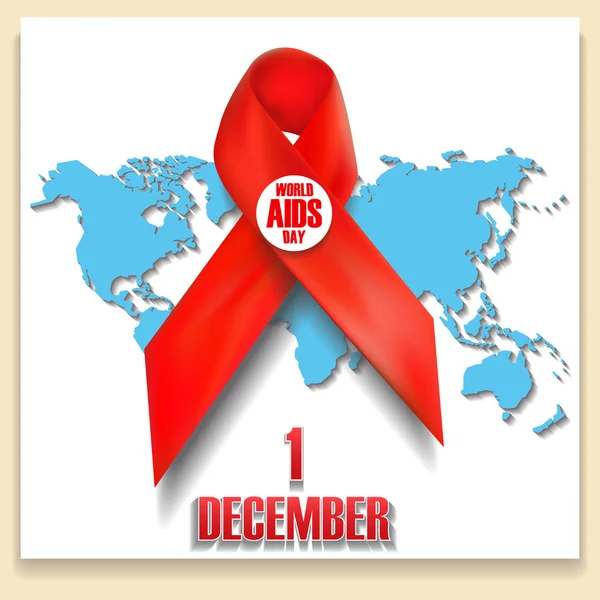 El lazo rojo Concepto del Día Mundial del SIDA . — Archivo Imágenes Vectoriales