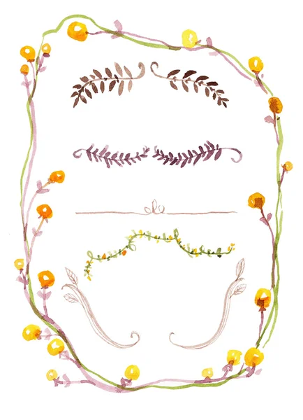 자연 야생 꽃 화 환 수채화 그림 — 스톡 벡터