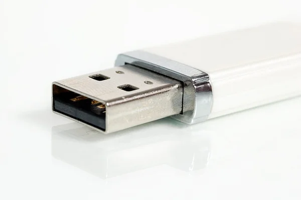 White USB key flash drive on white background — Stock Photo, Image