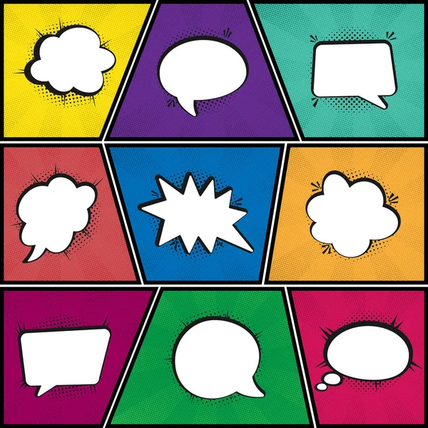 Speech Bubbles Set Halftone Shadows Vector Illustration — Stock Vector