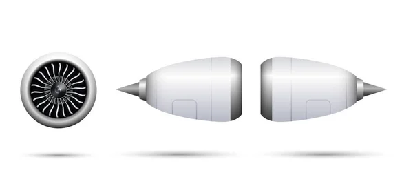 Realistyczny Silnik Turboodrzutowy Samolotu Izolowany Białym Tle Ilustracja Wektora — Wektor stockowy