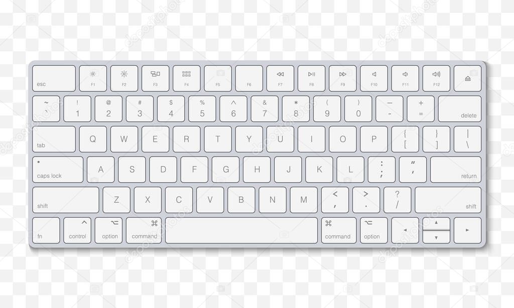 Modern computer keyboard Isolated on transparent background, vector illustration