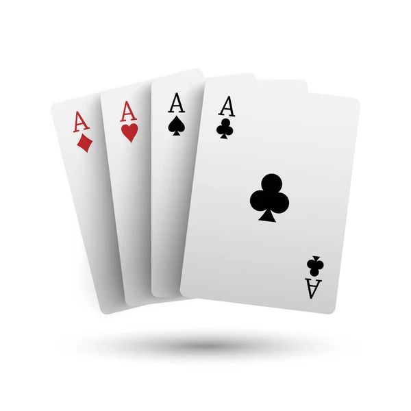 Vier Azen Poker Kaart Geïsoleerd Witte Achtergrond Vector Illustratie — Stockvector