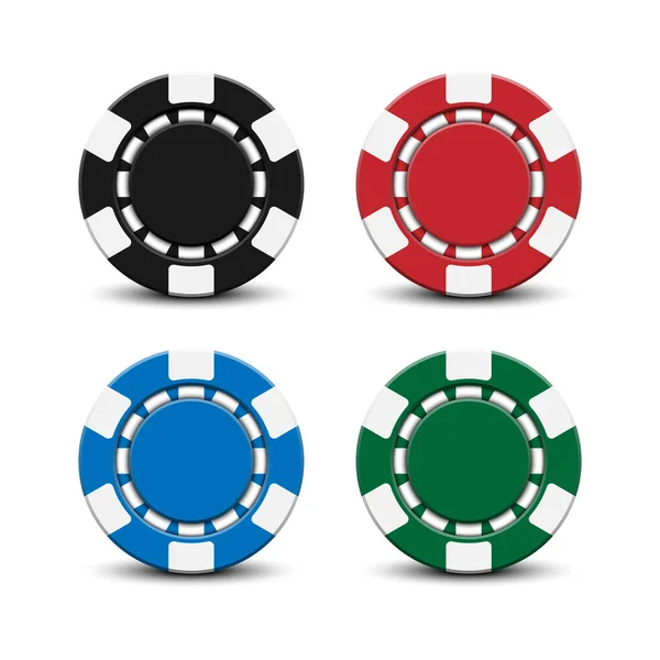 Fichas Poker Casino Isolado Fundo Branco Ilustração Vetorial — Vetor de Stock