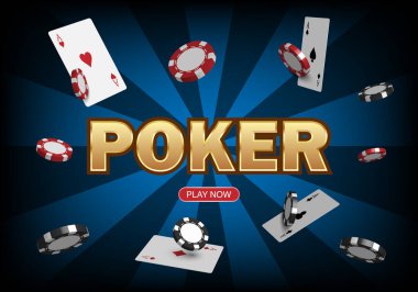 Poker game casiono online, web template for internet, vector illustration