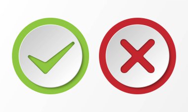 Doğru ve yanlış işaret, mark 3D biçimi, vektör illüstrasyonunu işaretle