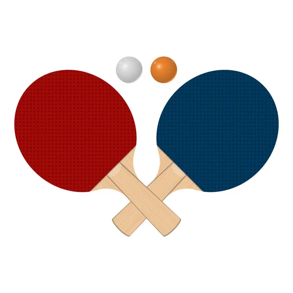 Racchette Ping Pong Con Palline Isolate Sfondo Bianco Illustrazione Vettoriale — Vettoriale Stock