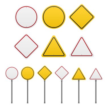 Beyaz arkaplanda boş trafik işareti izole edildi, vektör illüstrasyonu