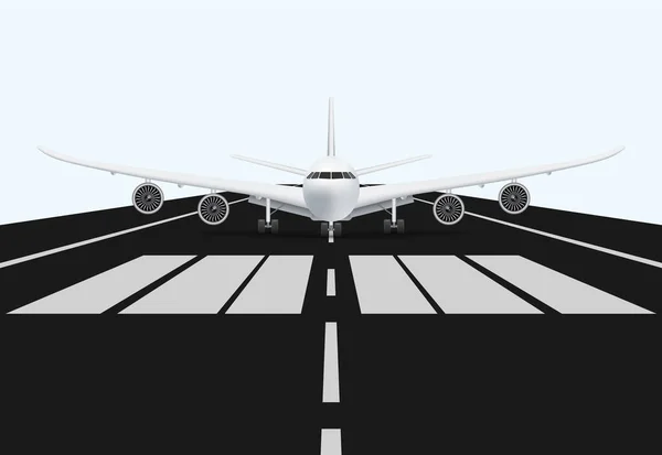 飞机在机场跑道上起飞 矢量图解 — 图库矢量图片