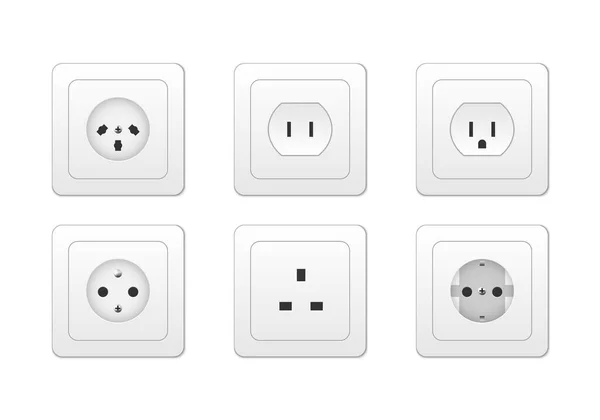 Tipos Tomada Saída Eletricidade Ilustração Vetorial — Vetor de Stock