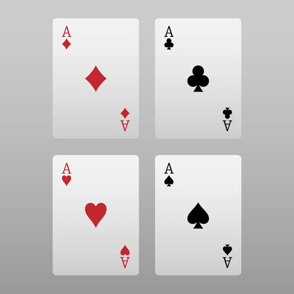 Tarjeta Poker Cuatro Ases Aislada Sobre Fondo Gris Ilustración Vectorial — Vector de stock