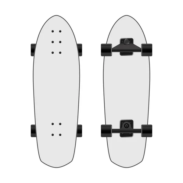 White Skateboard Front Back View Vector Illustration — Stock Vector