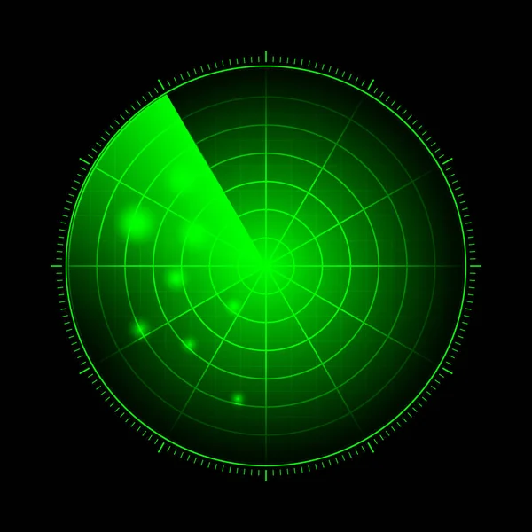 Hud Radar Aktív Célpontokkal Katonai Keresőrendszer Vektor Illusztráció — Stock Vector