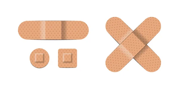 Bandages Aides Réalistes Isolés Sur Fond Blanc Illustration Vectorielle — Image vectorielle
