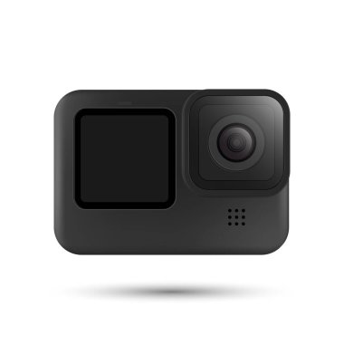 Beyaz arkaplanda izole edilmiş en uç eylem kamerası, vektör illüstrasyonu