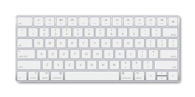 Modern alüminyum klavye beyaz arkaplanda izole edildi. Vektör illüstrasyonu