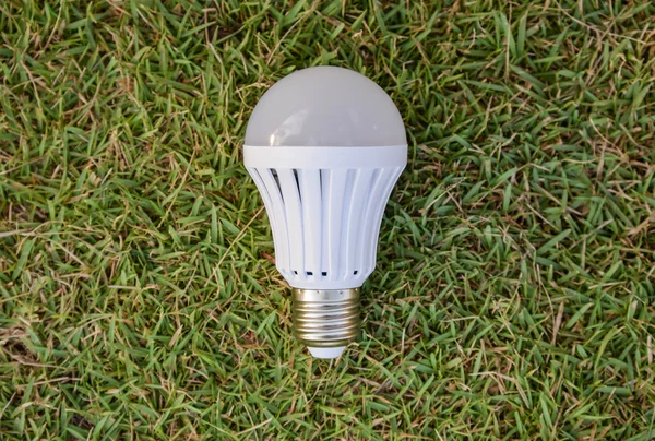 LED-Lampe - auf dem grünen Gras — Stockfoto