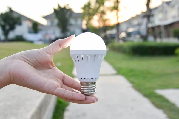 Bulb - opslaan van technologie in onze hand geleid — Stockfoto