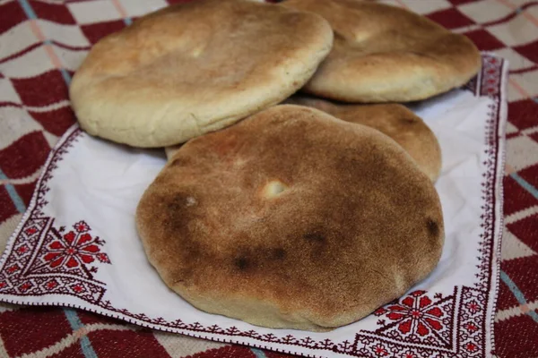 Świeżo Upieczony Chleb Tradycyjna Marokańska Kuchnia Pyszne Mąki Wypieki Produkty — Zdjęcie stockowe